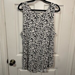 Floral Black and White Women's Top